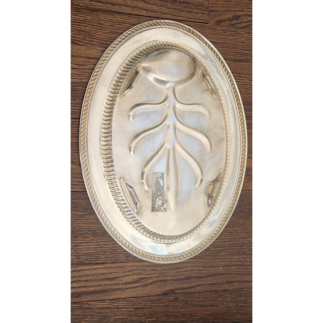 Early 20th Century Buckingham English Regency Silver Plate Oval Meat Cutlery Serving Platter For Sale - Image 12 of 12