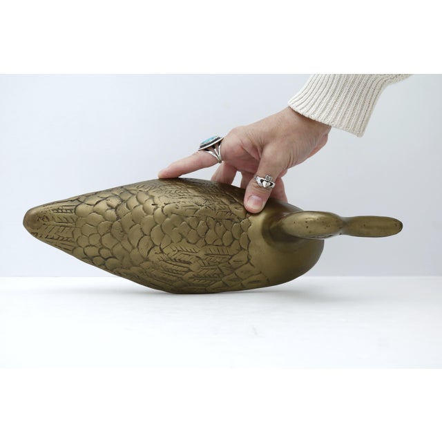 Metal Large Brass Duck Decoy Figurine For Sale - Image 7 of 9