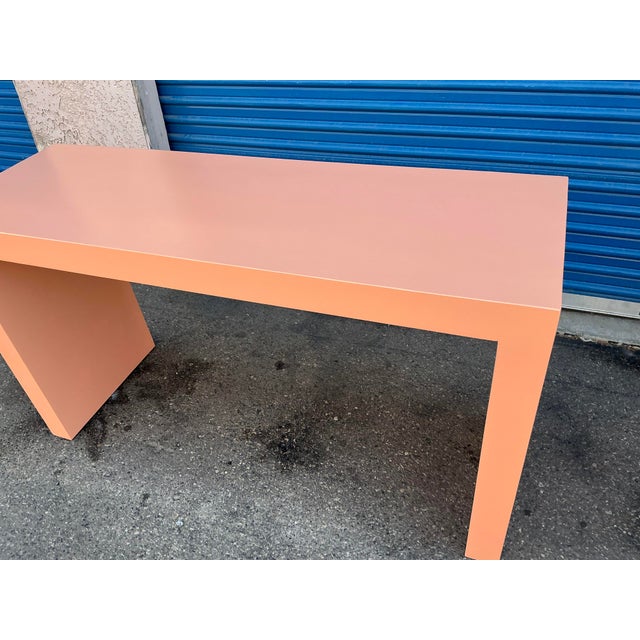 Late 20th Century Parsons Style Salmon Color Console Table For Sale - Image 9 of 10