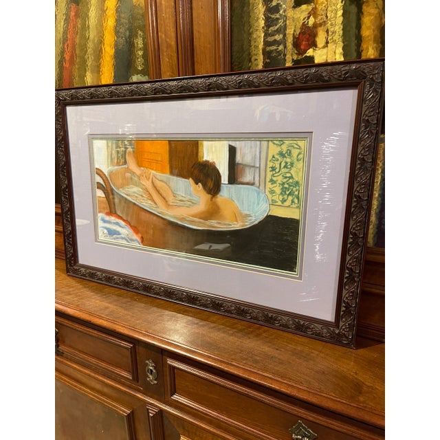 Edgar Degas “In a Tub” Original Impressionist Style Figurative Interior Scene, Original Pastel Drawing, Framed For Sale - Image 4 of 6