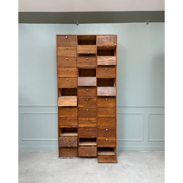 Large Oak Notarys Cabinet with Drop-Leaf Doors, 1950s For Sale - Image 3 of 10