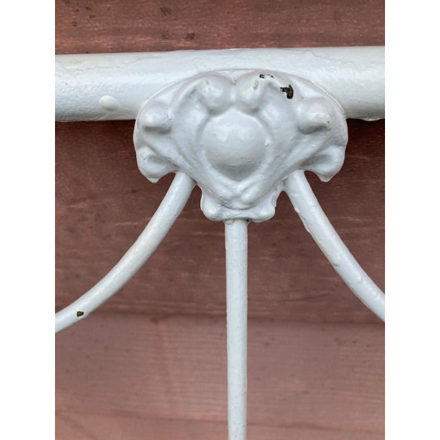 Metal Antique Victorian Cast Iron White Headboard & Footboard For Sale - Image 7 of 10