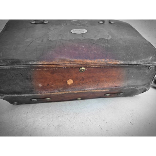 Brown Antique Leather Suitcase Shop Prop For Sale - Image 8 of 11
