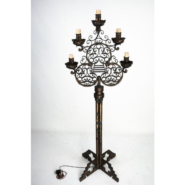 Metal Brutalist Italian Floor Lamp from Longobard, Italy, 1970s For Sale - Image 7 of 16