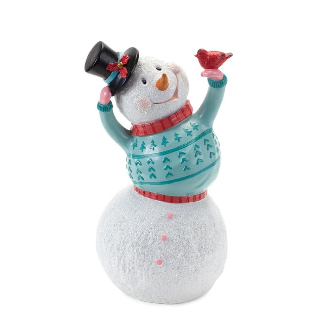 Modern Whimsical Snowman Figurine (Set of 2) For Sale - Image 3 of 6