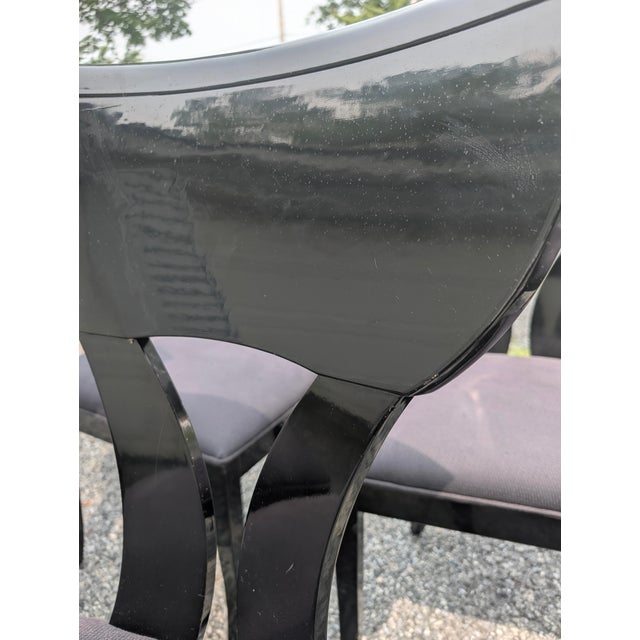 1980s Pietro Costantini "Corfu" Black Lacquer Dining Chairs, Set of 6 For Sale - Image 14 of 17