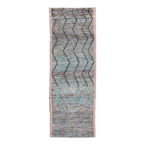 Modern Casual Runner in Wool With Sub-Geometric Modern Design in Teal & Charcoal 3'4 X 9'10