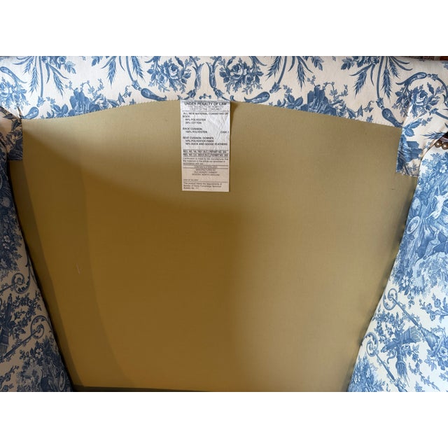 White Old Hickory Tannery Louis XV Bergère – Designer Toile & Down-Filled For Sale - Image 8 of 18