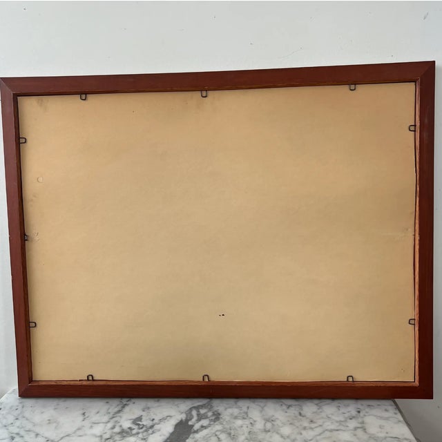 Mid 20th Century Acrylic Landscape Painting on Board With Original Wood Frame For Sale - Image 4 of 5