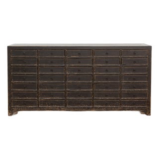 Long Painted Black 35-Drawer Apothecary Dresser For Sale