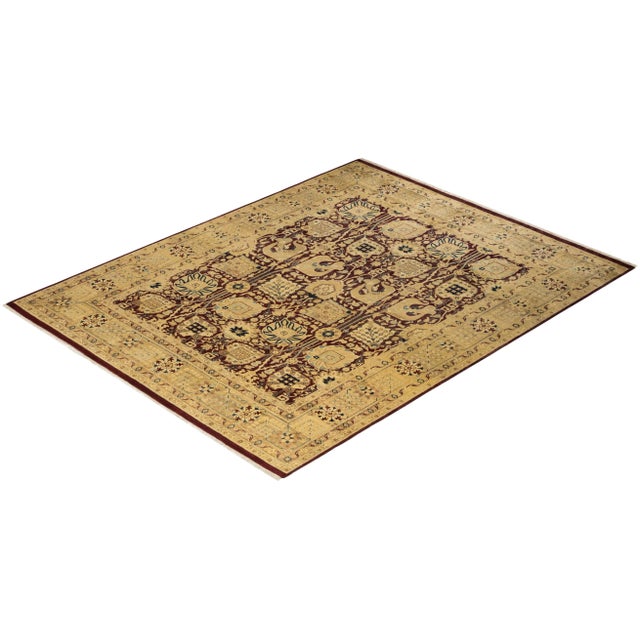 Red Vintage Traditional Hand Knotted Wool Area Rug, Red - 7'10" X 9'10" For Sale - Image 8 of 9