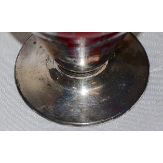 Mid-Century Modern Early 20th Century Ruby With Silver Overlay Vase For Sale - Image 3 of 13