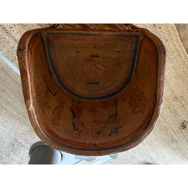 Wood Vintage Equipale Folk Art Leather Chair From Mexico 1930’s-40’s For Sale - Image 7 of 11