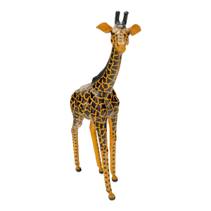 Large Tooled Leather Sculpture of a Giraffe