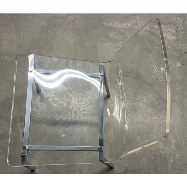 Plastic Cb2 Chrome and Lucite Side Chair For Sale - Image 7 of 17
