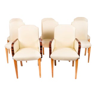 Antique 20th Century Art Deco Burr Walnut Cloud Back Chairs attributed to Epstein, 1920s, Set of 8 For Sale