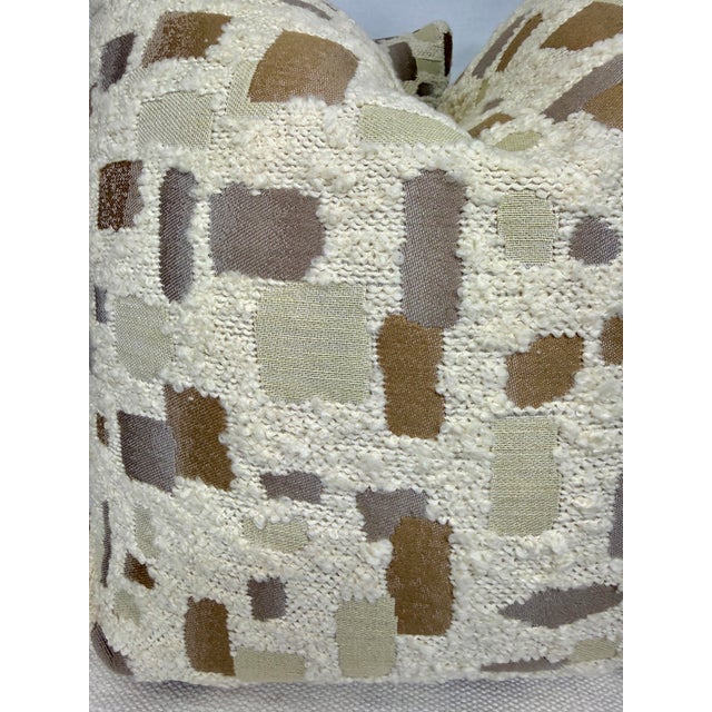 Custom pair of 22" pillows covered in Rogers & Goffigan "Mica" in color resin boucle fabric. These pillows have tapered...
