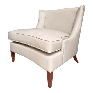 Global Views Beige Leather Lounge Chair For Sale