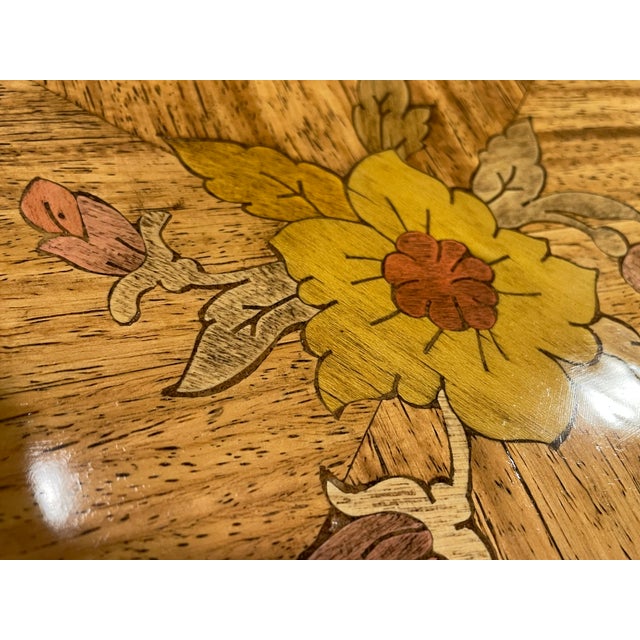 Early 20th Century Floral Inlaid Table With Carved Legs For Sale - Image 11 of 11