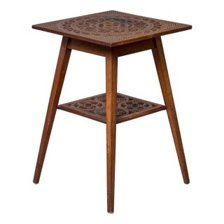 Chip-Carved Two-Tier Occasional Table, Circa 1910s For Sale