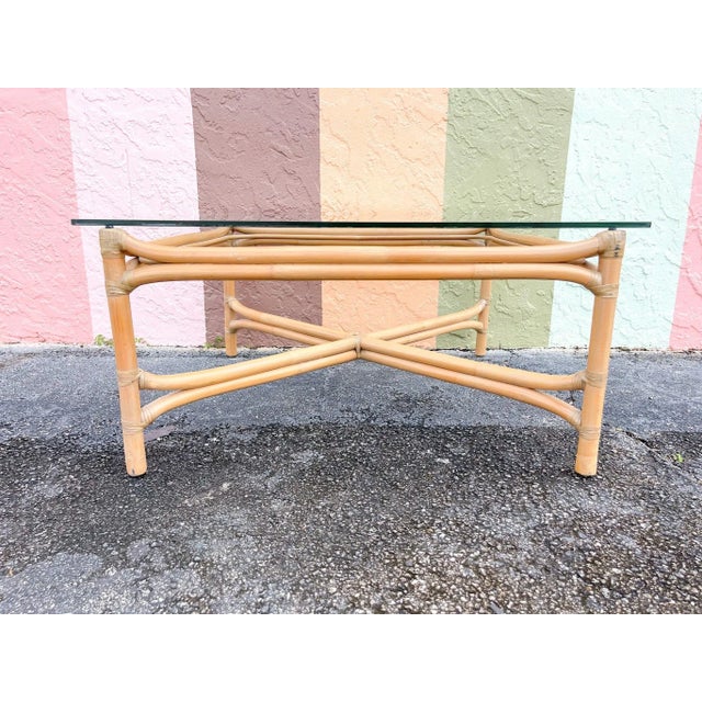 Palm Beach Regency Ficks Reed Rattan Coffee Table For Sale In West Palm - Image 6 of 6