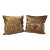 John-Richard Metallic Bullion Emboidered Brown Velvet Throw Pillows - Pair For Sale