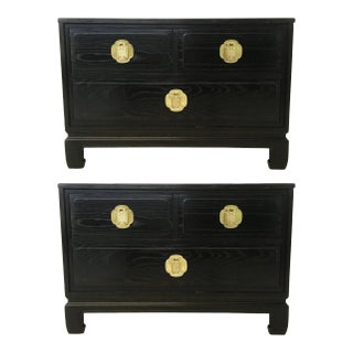 Cerused Oak Nightstands or End Tables by Davis Furniture Co - A Pair For Sale