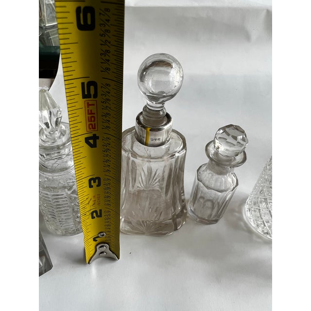 Transparent Vintage Collection of Miniature Glass Perfume Bottles With Silver Accents- Set of 6 For Sale - Image 8 of 11