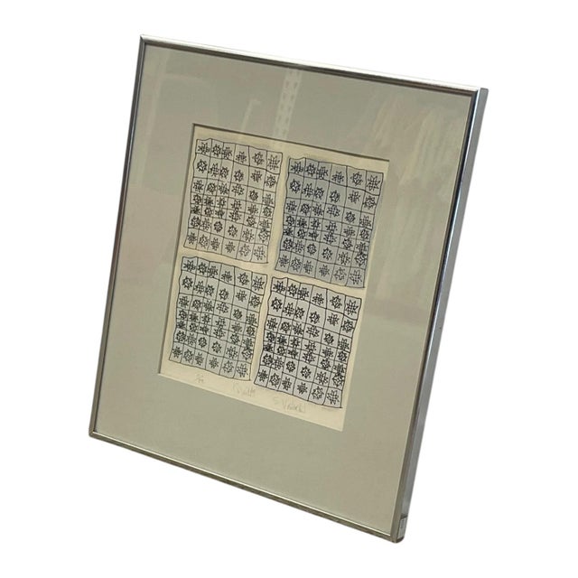 Print titled “Quilts”, signed, and numbered 5/22 in Pencil.The composition features four quilt-inspired geometric panels...