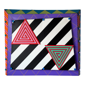 1995 Oversized Postmodern Neil Loeb Mixed Media 3d Pop Art Acrylic on Canvas Geometric Abstract Painting