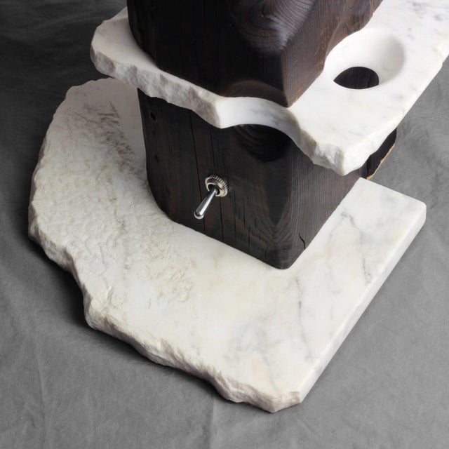 Reclaimed Yakisugi Wood Table Lamp - Volcano Lamp | Melting Series by Gabor Gobi For Sale - Image 10 of 10