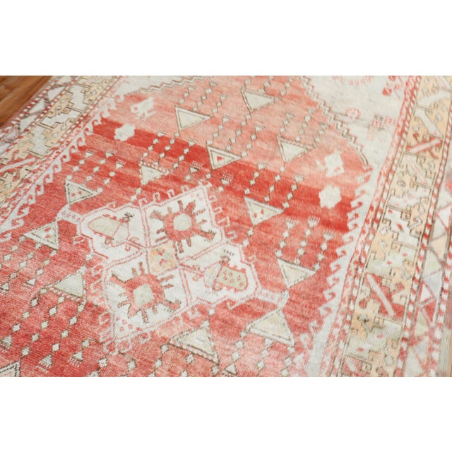 Vintage Melon Color Turkish Anatolian Rug For Sale - Image 4 of 8