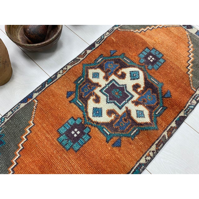 1950s Small Anatolian Orange Rug For Sale - Image 5 of 5