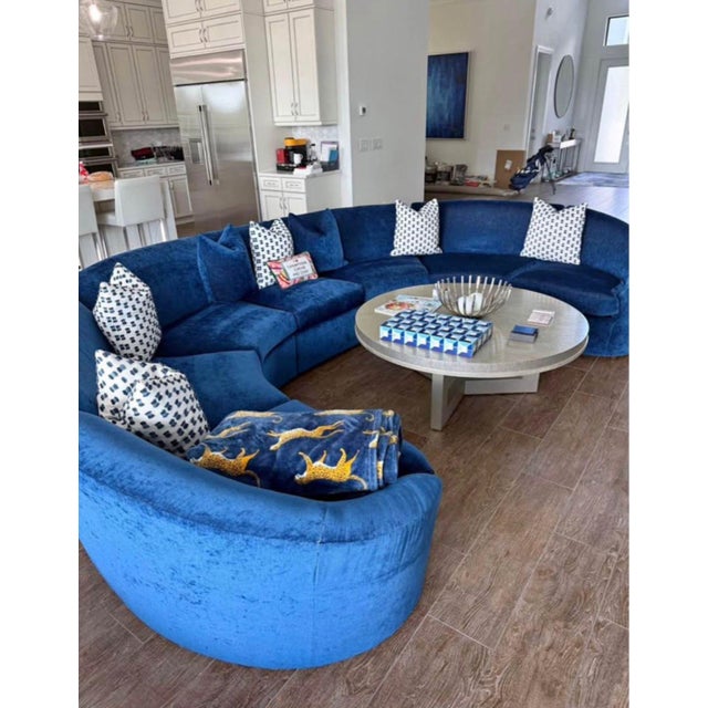 Round sofa couch upholstered brand CENTURY. Perfect condition. Includes cushions 150” in Diameter Can be disassembled