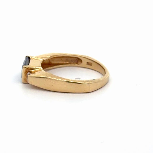 2010s 1.50 Carat Radiant Cut Tanzanite & Diamond Accents 14k Yellow Gold Bar Set Ring, Size 6.25 For Sale - Image 5 of 7