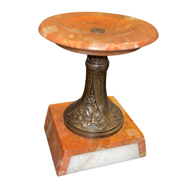 Orange French Marble & Spelter Clock Garniture, Japy Frères, 19th Century. For Sale - Image 8 of 9