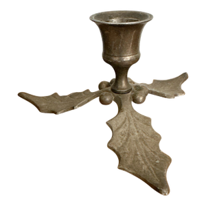 Restoration Hardware Holly Leaf Silver Candle Stick Holder India 2.5"h × 5"w