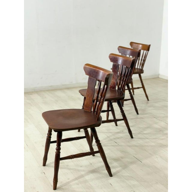 Vintage Country Style Wooden Dining Chairs, Set of 4 For Sale - Image 5 of 11