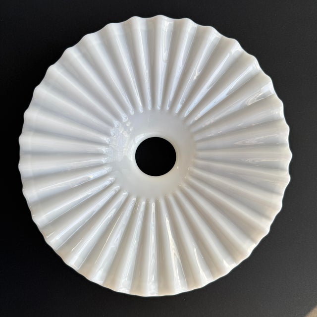 Antique White Opaline Glass “Frill” Pendant Light, 1930s For Sale In Buffalo - Image 6 of 7