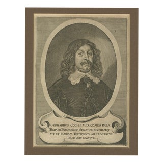 Gerhard Coch, Peace of Westphalia & Hanseatic Diplomat Portrait, 1652, Engraving For Sale