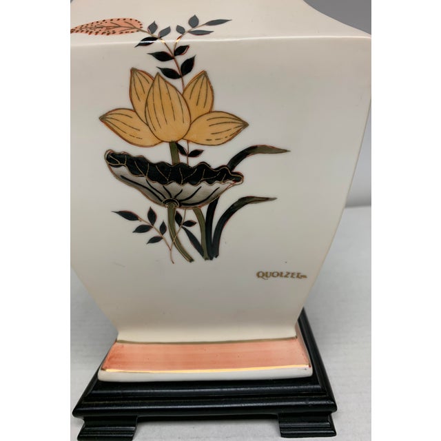 1980s Chinoiserie Lotus Flower Lamp With Foo Dog Handles For Sale In Richmond - Image 6 of 6