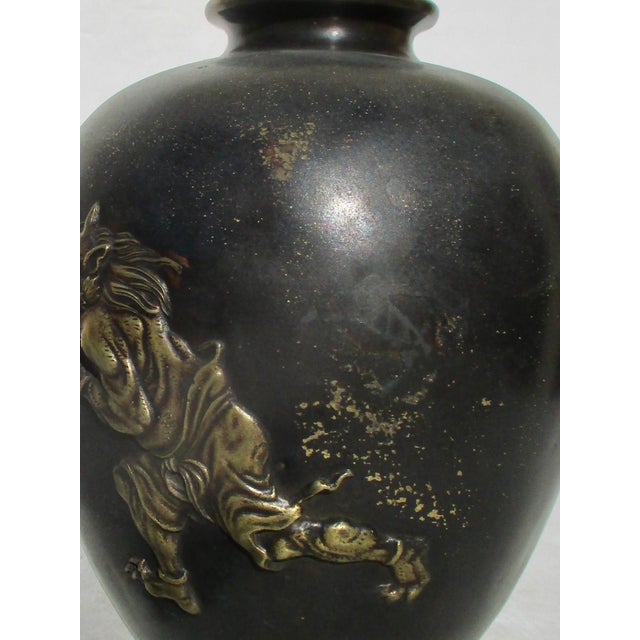 Japanese Japanese Meiji Bronze Vase With Gilt Demons For Sale - Image 3 of 13