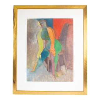 Oil on Paper Abstract Painting by Walter Stomps For Sale