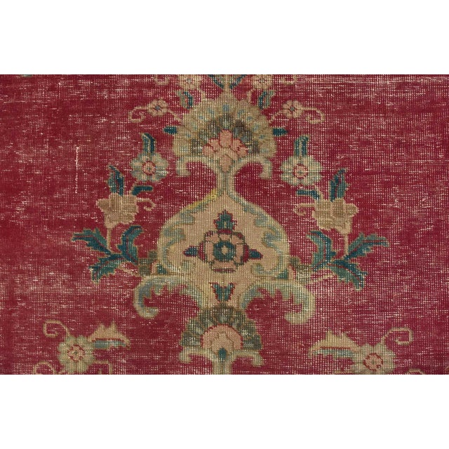 Tabriz Rug 9’5” X 11’9” Pink Wool Vintage Distressed Hand-Knotted Carpet For Sale - Image 9 of 15