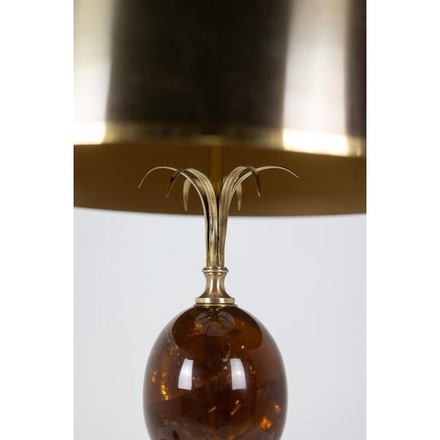 Maison Charles Vintage Egg Lamp in Fractal Resin and Bronze from Maison Charles, 1970 For Sale - Image 4 of 9