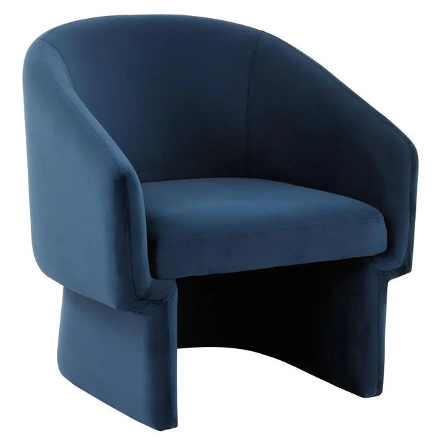 Contemporary Susie Barrel Back Accent Chair - Navy For Sale - Image 3 of 7