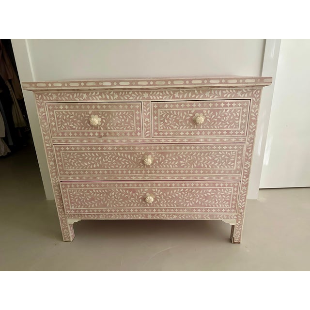 Late 20th Century Pink Bone Inlay Chest of Drawers For Sale - Image 13 of 18