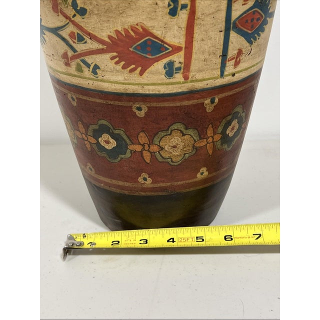 Large Spanish Hand-Painted Vintage Terracotta Vase For Sale In New York - Image 6 of 10