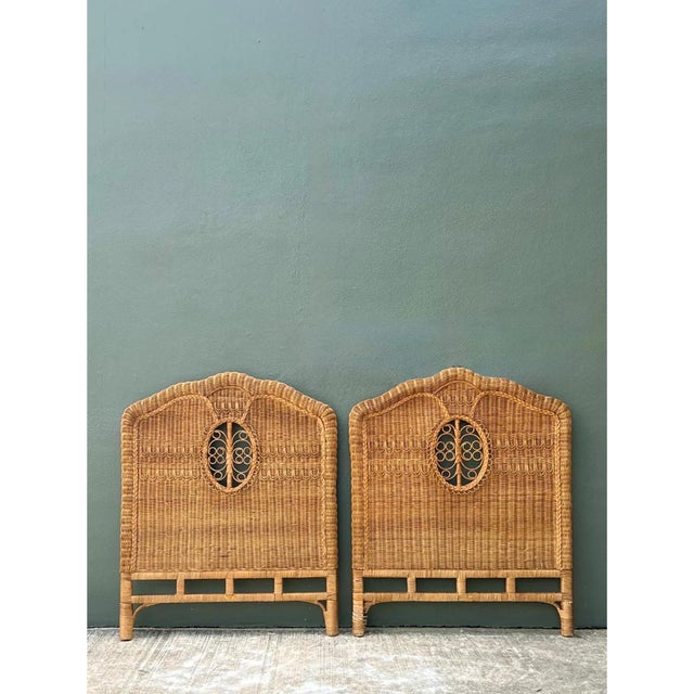 Vintage Ralph Lauren Rattan Twin Headboards - A Pair For Sale - Image 9 of 12