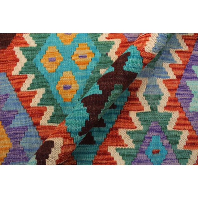 Kilim Rust Green Wool Rug - 8'3" X 9'11" For Sale - Image 4 of 7